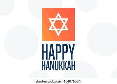 Happy Hanukkah. Holiday concept. Template for background, banner, card, poster with text inscription. Vector EPS10 illustration