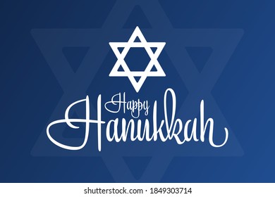 Happy Hanukkah. Holiday concept. Template for background, banner, card, poster with text inscription. Vector EPS10 illustration