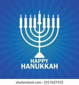 Feliz Hanukkah. Conceito de férias. Modelo para fundo, faixa, cartão, cartaz com inscrição em texto. Ilustração vetorial