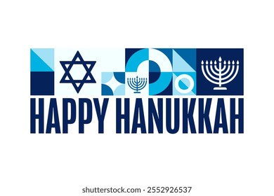 Happy Hanukkah. Holiday concept. Template for background, banner, card, poster with text. Vector EPS10 illustration