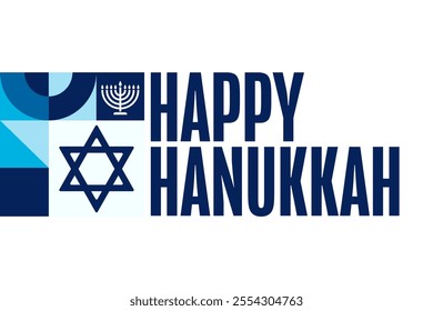 Happy Hanukkah. Holiday concept. Template for background, banner, card, poster with text. Vector EPS10 illustration