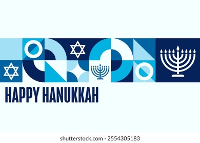 Happy Hanukkah. Holiday concept. Template for background, banner, card, poster with text. Vector EPS10 illustration