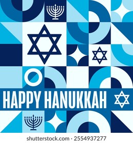 Happy Hanukkah. Holiday concept. Template for background, banner, card, poster with text. Vector EPS10 illustration