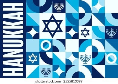 Happy Hanukkah. Holiday concept. Template for background, banner, card, poster with text. Vector EPS10 illustration