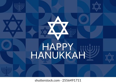 Happy Hanukkah. Holiday concept. Template for background, banner, card, poster with text. Vector EPS10 illustration