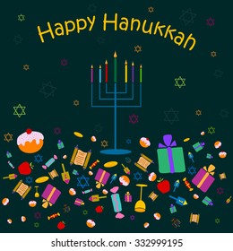 Happy Hanukkah holiday greeting background in vector