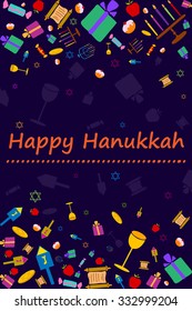 Happy Hanukkah holiday greeting background in vector