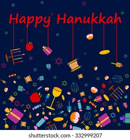 Happy Hanukkah holiday greeting background in vector