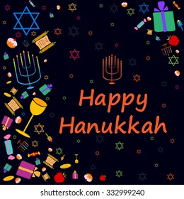 Happy Hanukkah holiday greeting background in vector