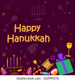 Happy Hanukkah holiday greeting background in vector