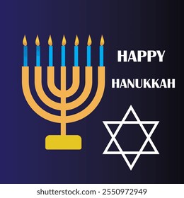 Happy Hanukkah holidays hand drawn lettering with banner, poster writing text icon. vector illustration.