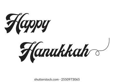 Happy Hanukkah holidays hand drawn lettering writing text icon. vector illustration.