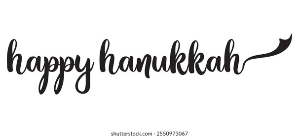 Happy Hanukkah holidays hand drawn lettering writing text icon. vector illustration.