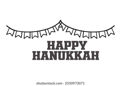 Happy Hanukkah holidays hand drawn lettering writing text icon. vector illustration.