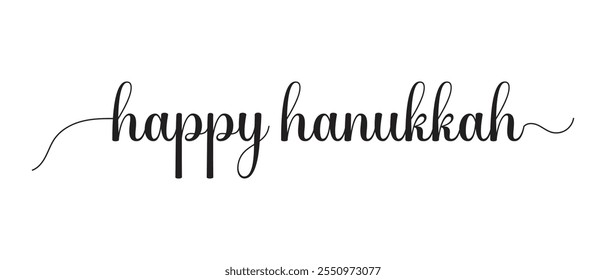 Happy Hanukkah holidays hand drawn lettering writing text icon. vector illustration.