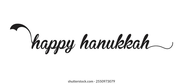 Happy Hanukkah holidays hand drawn lettering writing text icon. vector illustration.