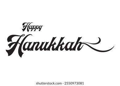 Happy Hanukkah holidays hand drawn lettering writing text icon. vector illustration.