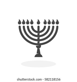 Happy Hanukkah icon isolated on white background. Happy Hanukkah vector logo. Flat design style. Menorah vector pictogram for web graphics - stock vector