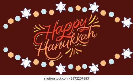 Happy Hanukkah. The "Happy Hanukkah" illustration captures the joy and warmth of the Festival of Lights, a significant Jewish holiday
