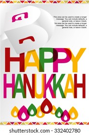 Happy Hanukkah invitation card with candles lights.