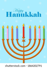 Happy Hanukkah Israel holiday greeting background in vector