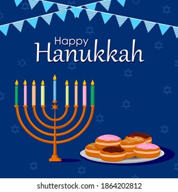 Happy Hanukkah Israel holiday greeting background in vector
