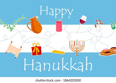 Happy Hanukkah Israel holiday greeting background in vector