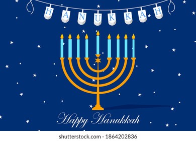 Happy Hanukkah Israel holiday greeting background in vector