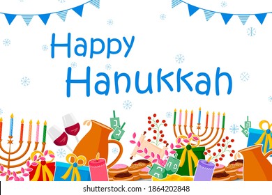 Happy Hanukkah Israel holiday greeting background in vector