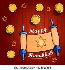 Happy Hanukkah Israel holiday greeting background in vector