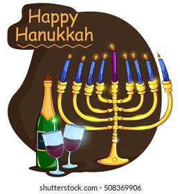 Happy Hanukkah Israel holiday greeting background in vector