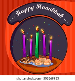 Happy Hanukkah Israel holiday greeting background in vector