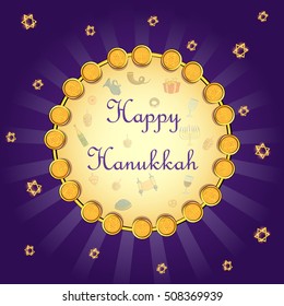 Happy Hanukkah Israel holiday greeting background in vector