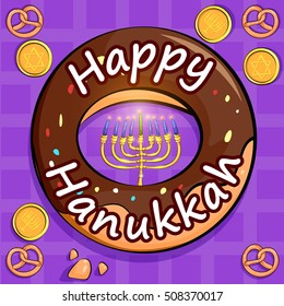 Happy Hanukkah Israel holiday greeting background in vector