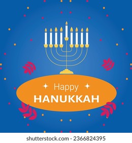 Happy Hanukkah, Jewish Festival of Lights background for greeting card, invitation, banner