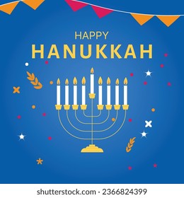 Happy Hanukkah, Jewish Festival of Lights background for greeting card, invitation, banner