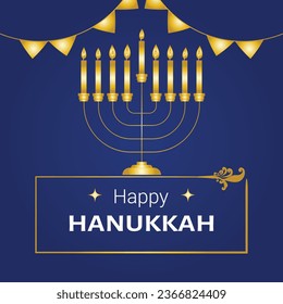 Happy Hanukkah, Jewish Festival of Lights background for greeting card, invitation, banner