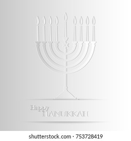 Happy Hanukkah, jewish festival of Lights. Hanukkah menorah for design of greeting card, banner, poster. Vector illustration.