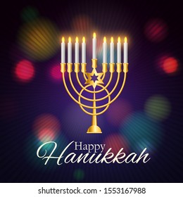 Happy Hanukkah, Jewish Holiday Background. Vector Illustration. Hanukkah is the name of the Jewish holiday. EPS10