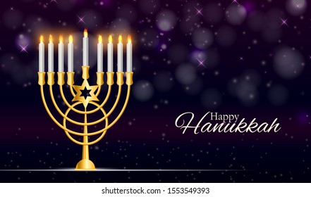 Happy Hanukkah, Jewish Holiday Background. Vector Illustration. Hanukkah is the name of the Jewish holiday. EPS10