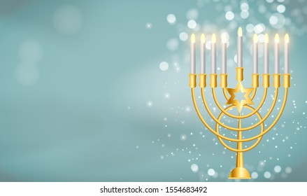 Happy Hanukkah, Jewish Holiday Background. Vector Illustration. Hanukkah is the name of the Jewish holiday. EPS10