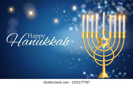 Happy Hanukkah, Jewish Holiday Background. Vector Illustration. Hanukkah is the name of the Jewish holiday. EPS10