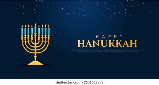 Happy Hanukkah Jewish holiday background design. Vector illustration.