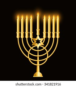 Happy Hanukkah, Jewish Holiday Background. Vector Illustration