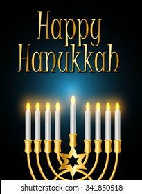 Happy Hanukkah, Jewish Holiday Background. Vector Illustration EPS10