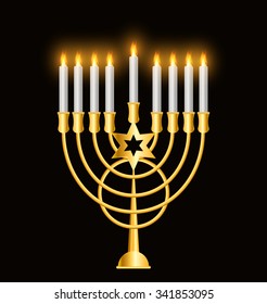 Happy Hanukkah, Jewish Holiday Background. Vector Illustration