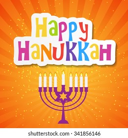 Happy Hanukkah, Jewish Holiday Background. Vector Illustration. 