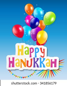 Happy Hanukkah, Jewish Holiday Background. Vector Illustration.