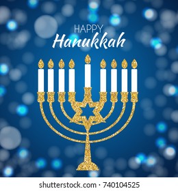 Happy Hanukkah, Jewish Holiday Background. Vector Illustration. Hanukkah is the name of the Jewish holiday. EPS10