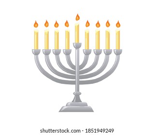 Happy Hanukkah, Jewish holiday elegant candle for template with menorah. Flyer, poster, banner, party invitation design. Vector illustration